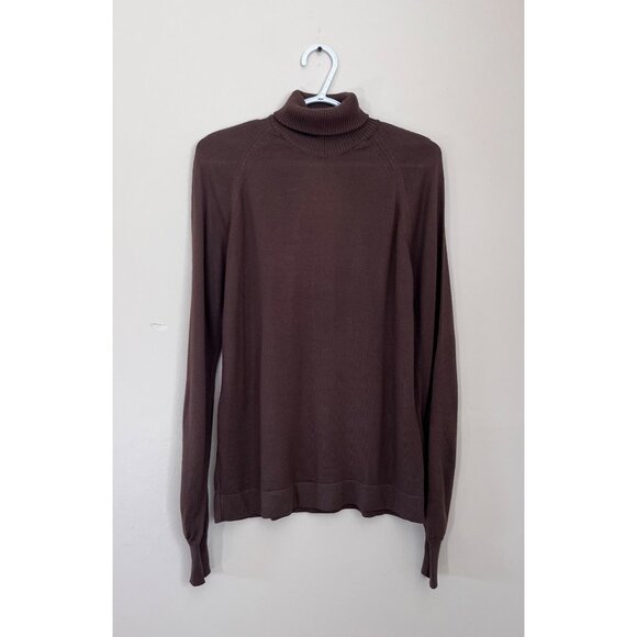 Puritan Soft Touch Mens Large Brown Long Sleeve Turtleneck Ribbed Sweater Vintag - Picture 1 of 4